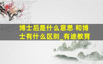 博士后是什么意思 和博士有什么区别_有途教育